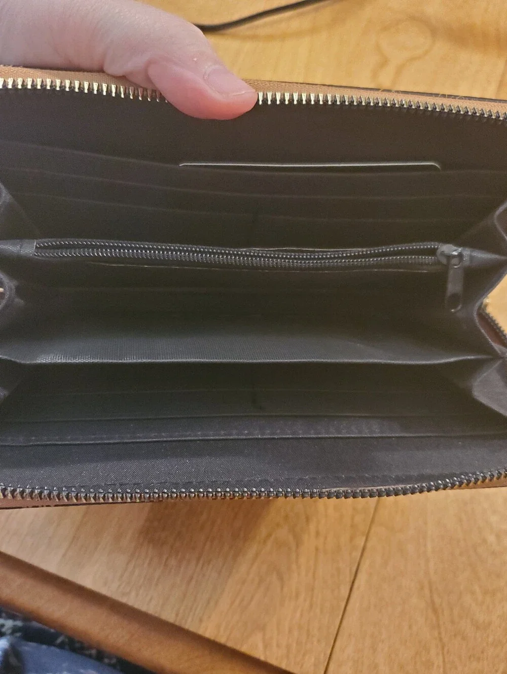 Beverly Hills Polo Club Brown Logo Wristlet Zip-Around Wallet